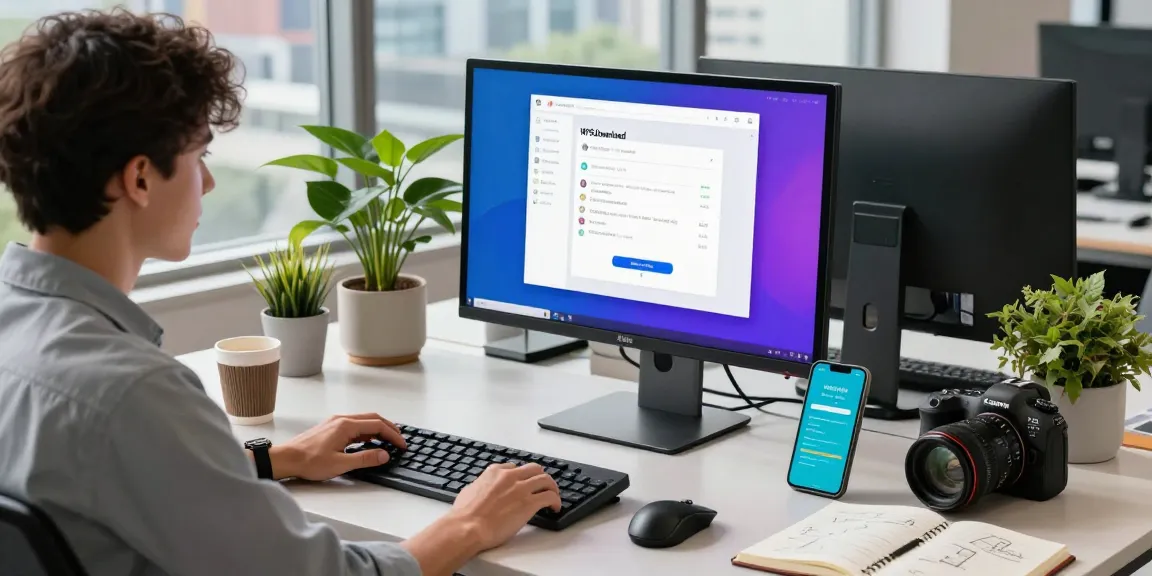 Engaging WPS Download setup in a modern workspace with tech tools.