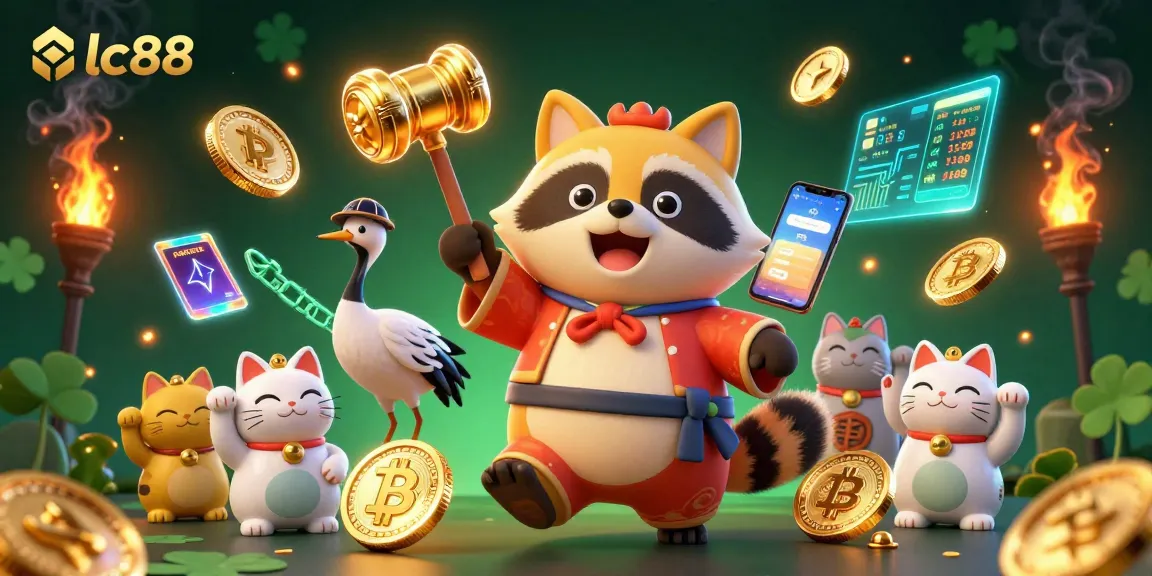 Join lc88 for thrilling online gambling with colorful characters and crypto elements.