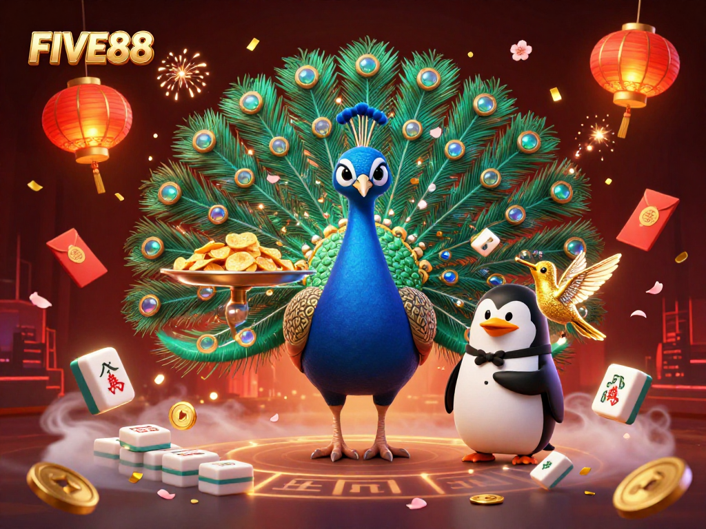 Experience thrilling gameplay with FIVE88's dynamic casino scene full of vibrant characters and rich game elements