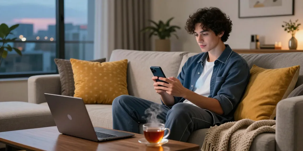 Engaging girlfriend AI interaction in a cozy modern home atmosphere.